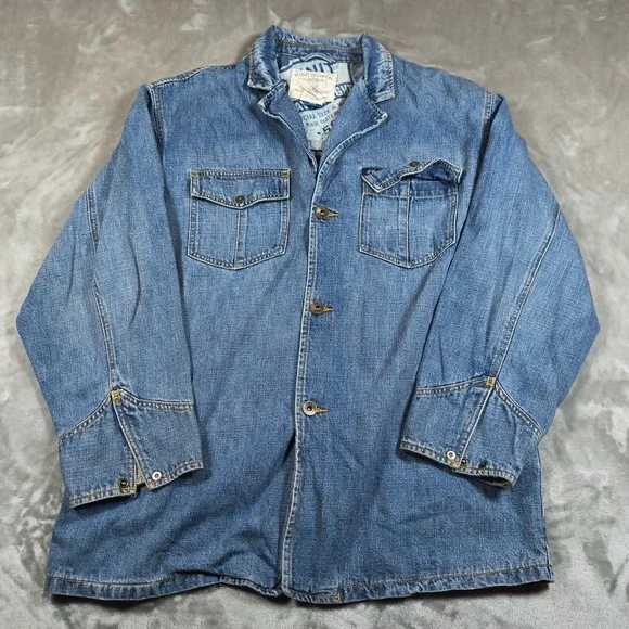 Vintage G Unit Denim Shirt Men XXL Blue Button Up Shacket Heavyweight Hiphop Y2K - Picture 1 of 11